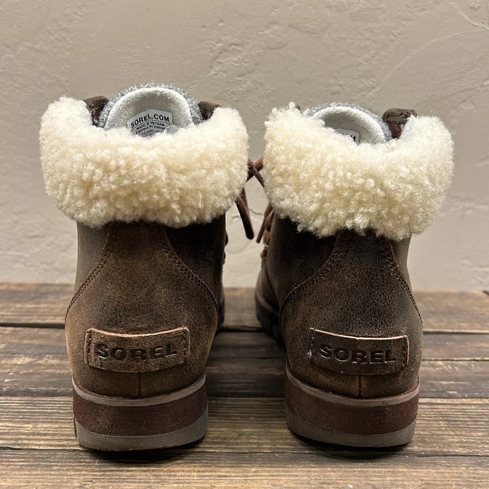 Sorel Harlow Lace Cozy Lined Brown and Gray Size 6 Boots